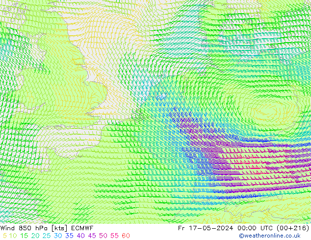 Wind 850 hPa ECMWF vr 17.05.2024 00 UTC