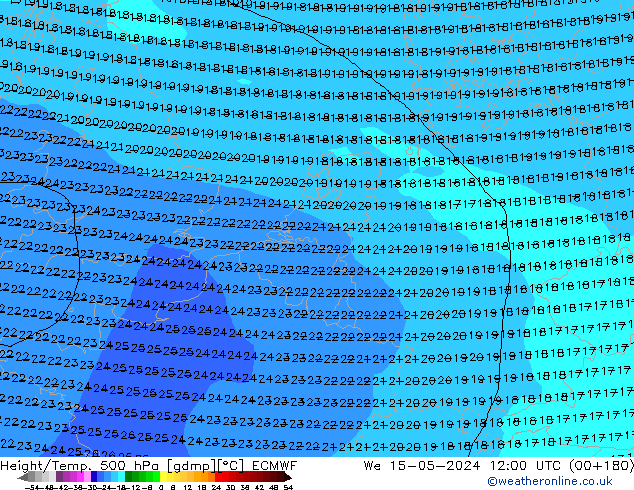 Z500/Rain (+SLP)/Z850 ECMWF ср 15.05.2024 12 UTC