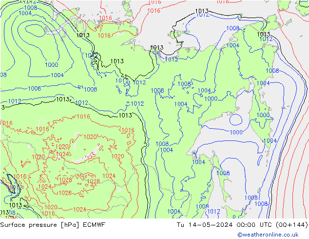 Surface pressure ECMWF Tu 14.05.2024 00 UTC