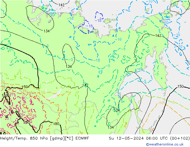 Z500/Rain (+SLP)/Z850 ECMWF So 12.05.2024 06 UTC
