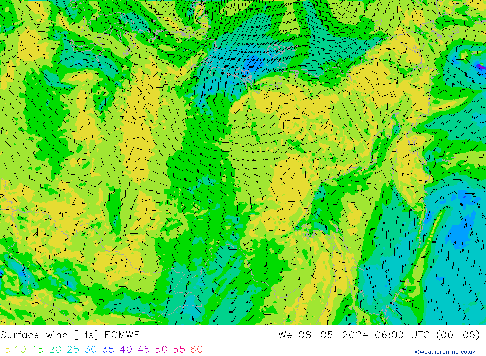 Surface wind ECMWF St 08.05.2024 06 UTC