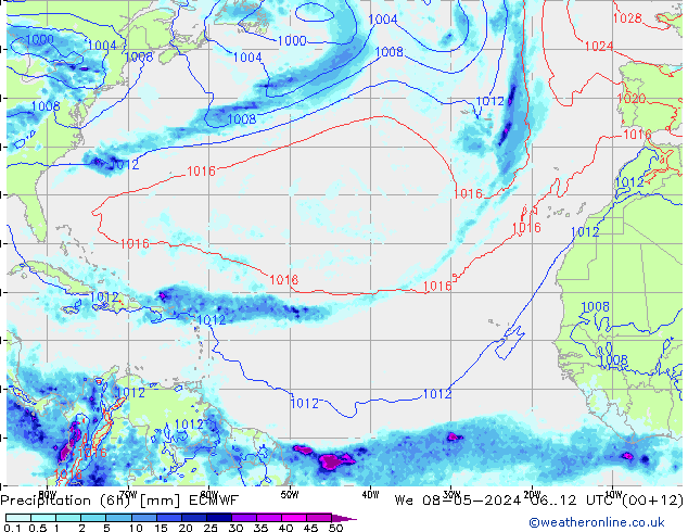 Z500/Rain (+SLP)/Z850 ECMWF We 08.05.2024 12 UTC