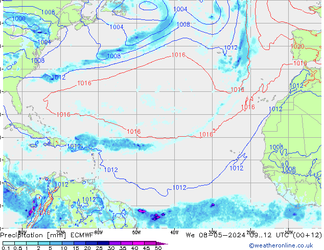 Precipitation ECMWF We 08.05.2024 12 UTC