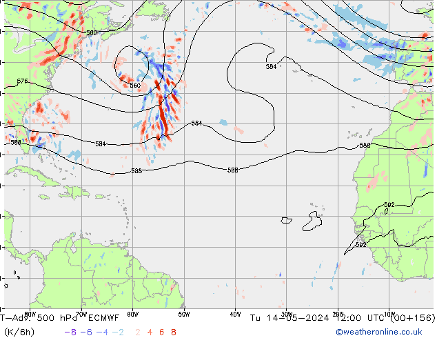 T-Adv. 500 hPa ECMWF Tu 14.05.2024 12 UTC