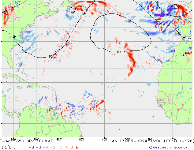 T-Adv. 850 hPa ECMWF  13.05.2024 06 UTC