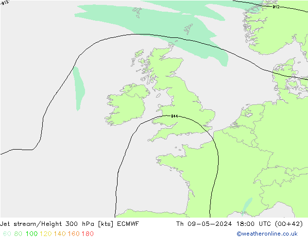 Corriente en chorro ECMWF jue 09.05.2024 18 UTC