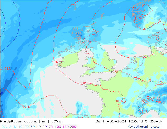 Toplam Yağış ECMWF Cts 11.05.2024 12 UTC