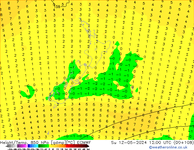 Z500/Rain (+SLP)/Z850 ECMWF dim 12.05.2024 12 UTC