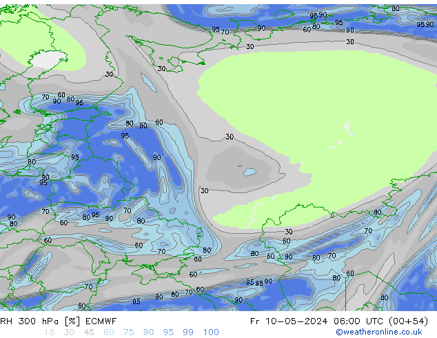 Humidité rel. 300 hPa ECMWF ven 10.05.2024 06 UTC