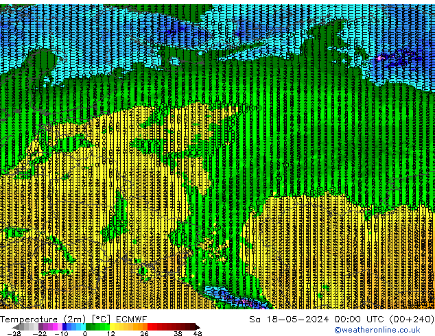 карта температуры ECMWF сб 18.05.2024 00 UTC