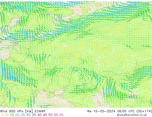 Wind 950 hPa ECMWF We 15.05.2024 06 UTC