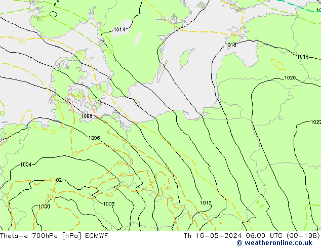 Theta-e 700hPa ECMWF Per 16.05.2024 06 UTC