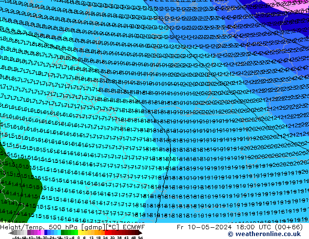 Z500/Rain (+SLP)/Z850 ECMWF Sex 10.05.2024 18 UTC