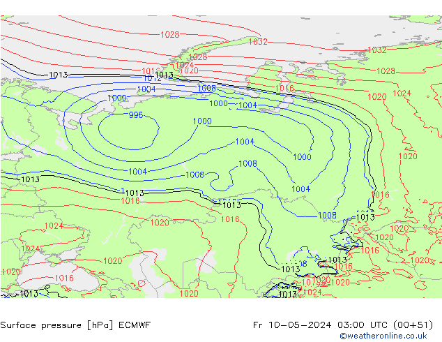 pression de l'air ECMWF ven 10.05.2024 03 UTC