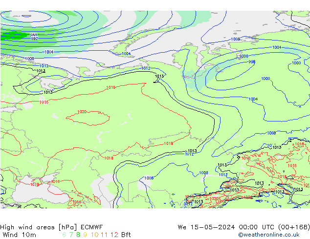 High wind areas ECMWF mié 15.05.2024 00 UTC