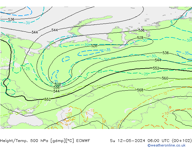 Z500/Rain (+SLP)/Z850 ECMWF dom 12.05.2024 06 UTC