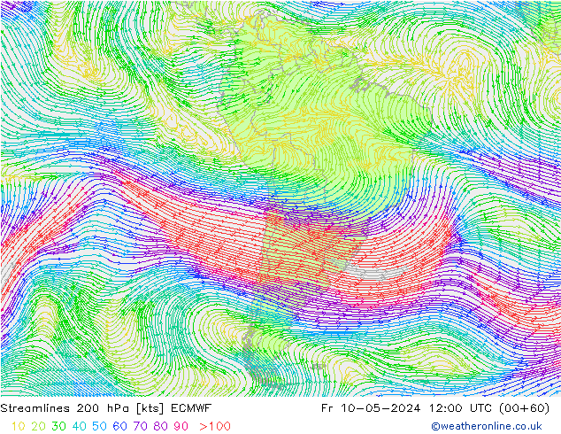 ветер 200 гПа ECMWF пт 10.05.2024 12 UTC