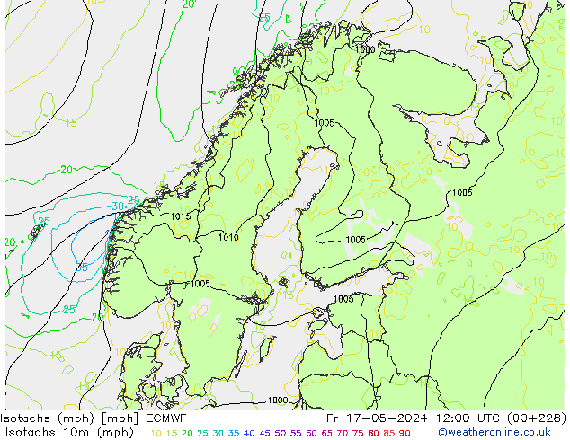 Isotaca (mph) ECMWF vie 17.05.2024 12 UTC