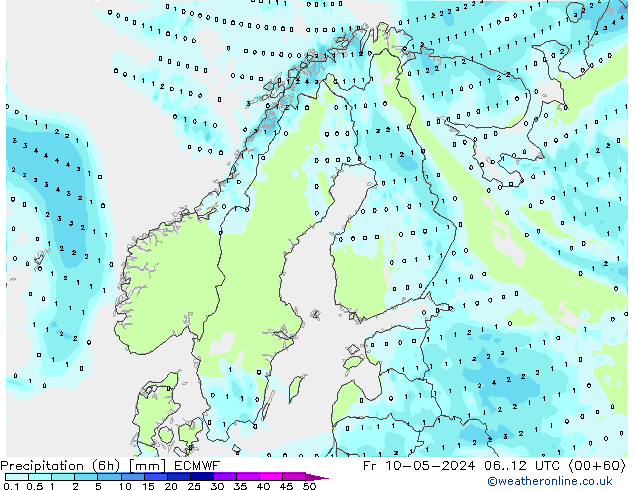 Z500/Rain (+SLP)/Z850 ECMWF Pá 10.05.2024 12 UTC