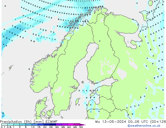 Z500/Rain (+SLP)/Z850 ECMWF Mo 13.05.2024 06 UTC