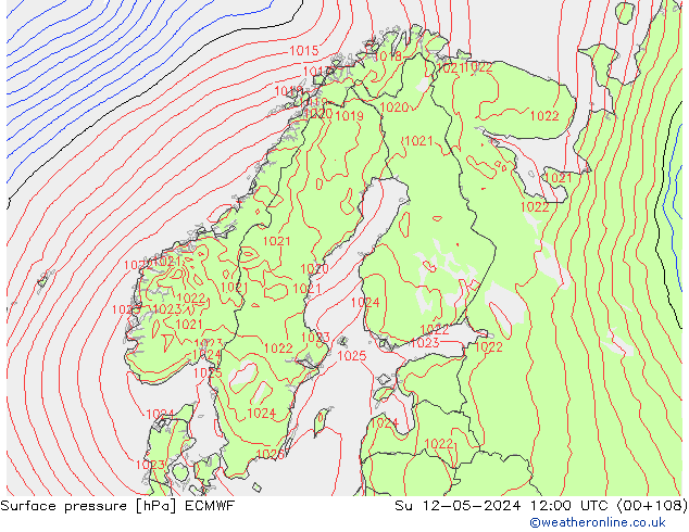 Surface pressure ECMWF Su 12.05.2024 12 UTC