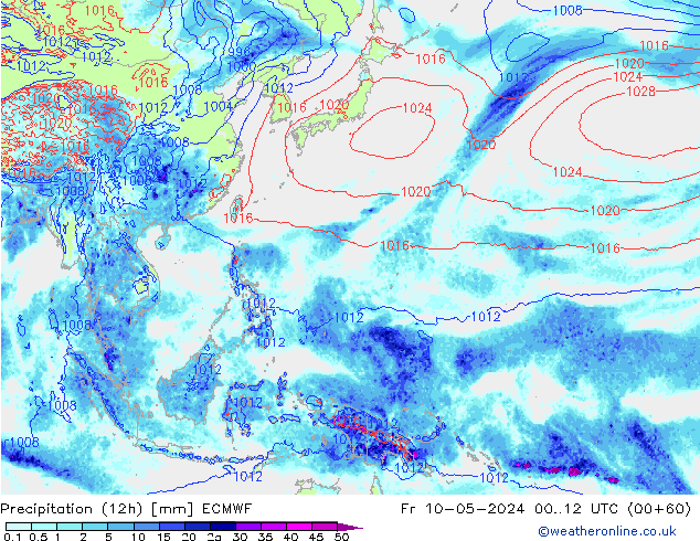 Precipitation (12h) ECMWF Fr 10.05.2024 12 UTC