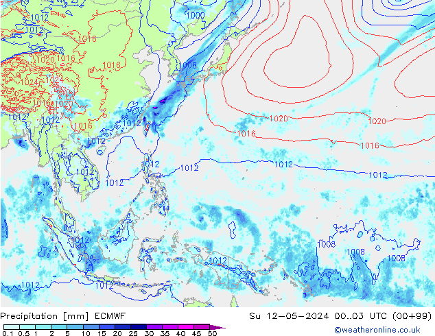 Precipitazione ECMWF dom 12.05.2024 03 UTC
