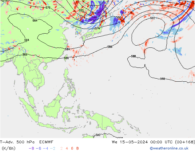 T-Adv. 500 hPa ECMWF St 15.05.2024 00 UTC