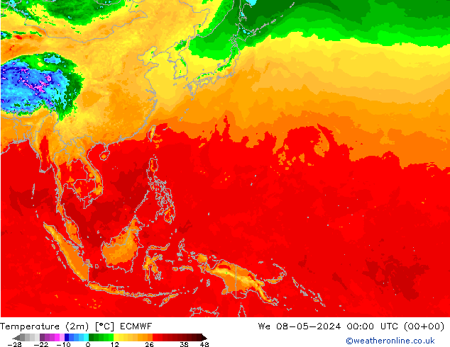 température (2m) ECMWF mer 08.05.2024 00 UTC