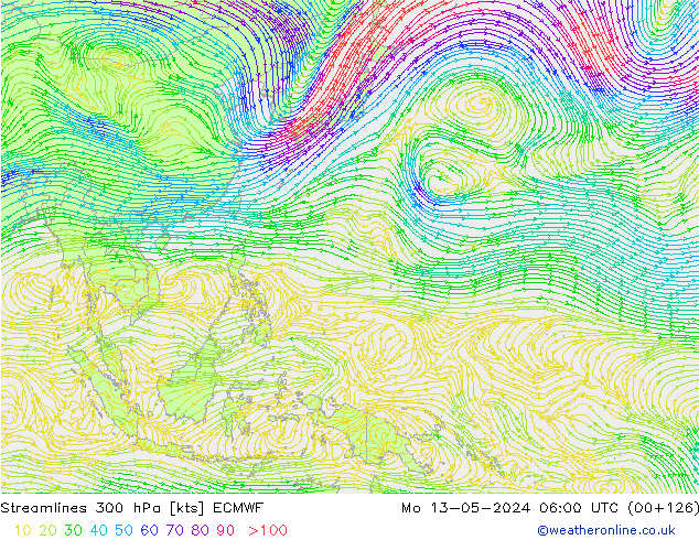 Rüzgar 300 hPa ECMWF Pzt 13.05.2024 06 UTC