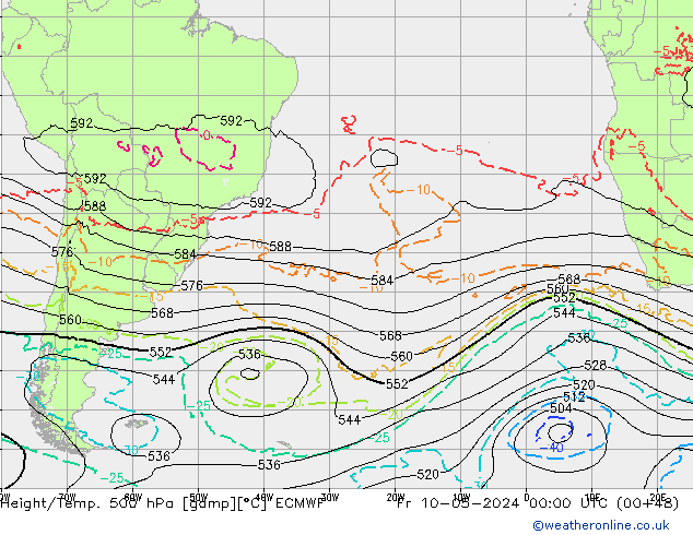 Z500/Rain (+SLP)/Z850 ECMWF Fr 10.05.2024 00 UTC