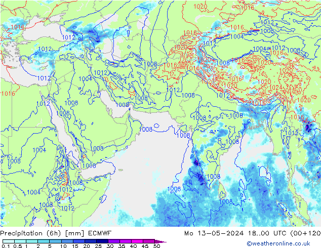 Z500/Rain (+SLP)/Z850 ECMWF lun 13.05.2024 00 UTC