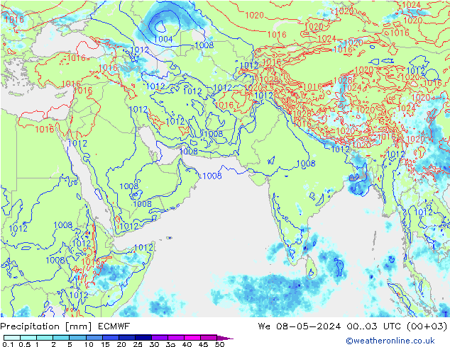 Precipitazione ECMWF mer 08.05.2024 03 UTC