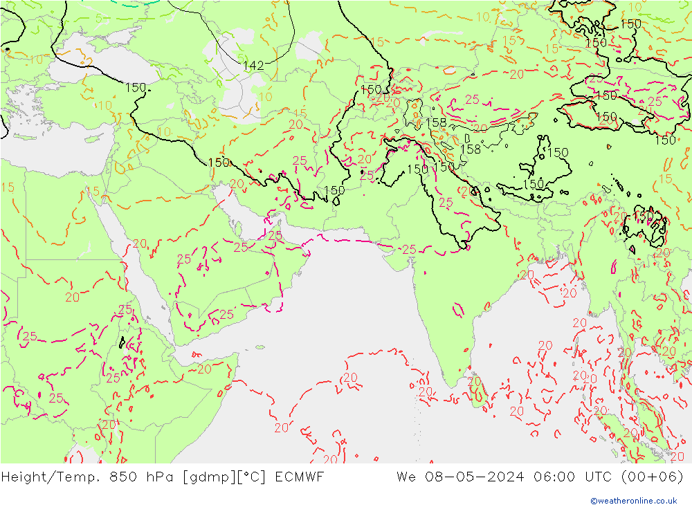 Z500/Rain (+SLP)/Z850 ECMWF 星期三 08.05.2024 06 UTC