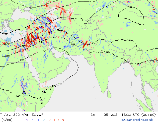 T-Adv. 500 hPa ECMWF Sa 11.05.2024 18 UTC