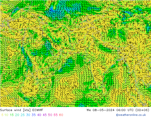 风 10 米 ECMWF 星期三 08.05.2024 06 UTC