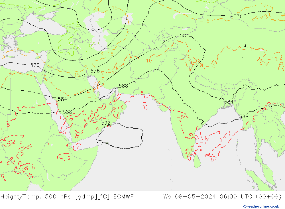 Z500/Rain (+SLP)/Z850 ECMWF 星期三 08.05.2024 06 UTC