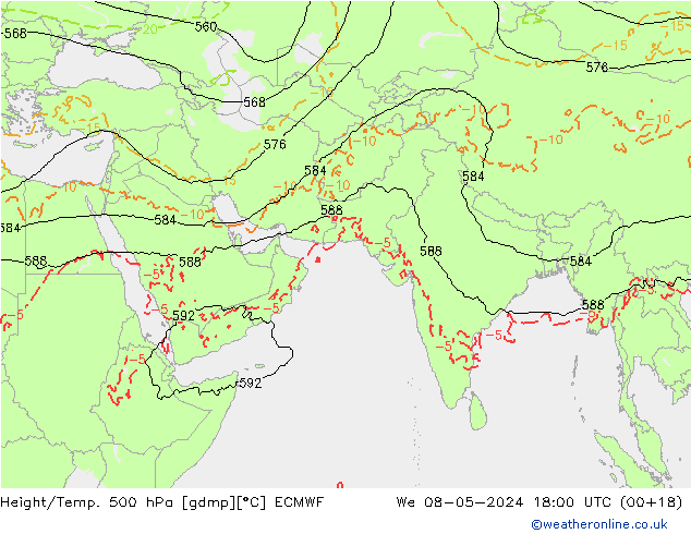 Z500/Regen(+SLP)/Z850 ECMWF wo 08.05.2024 18 UTC