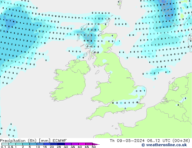 Z500/Rain (+SLP)/Z850 ECMWF Th 09.05.2024 12 UTC