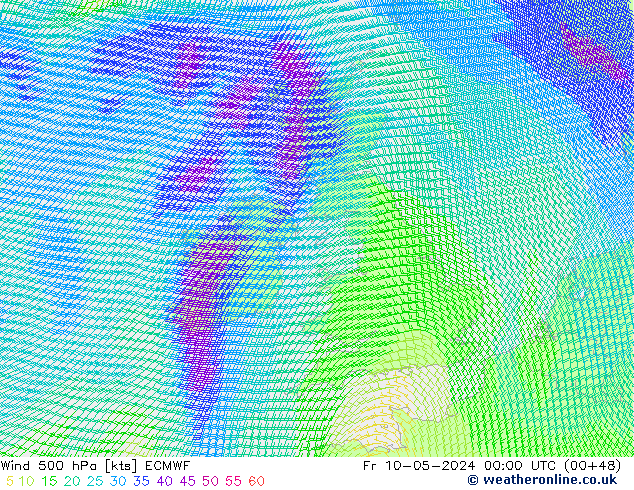 Wind 500 hPa ECMWF vr 10.05.2024 00 UTC
