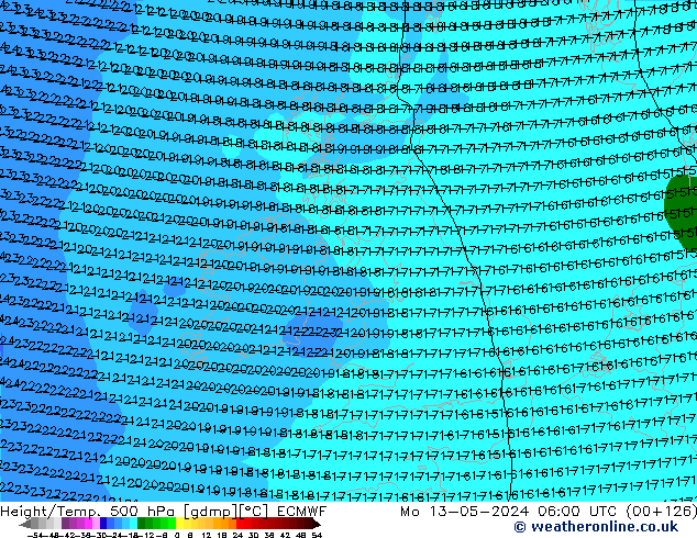 Height/Temp. 500 hPa ECMWF Mo 13.05.2024 06 UTC