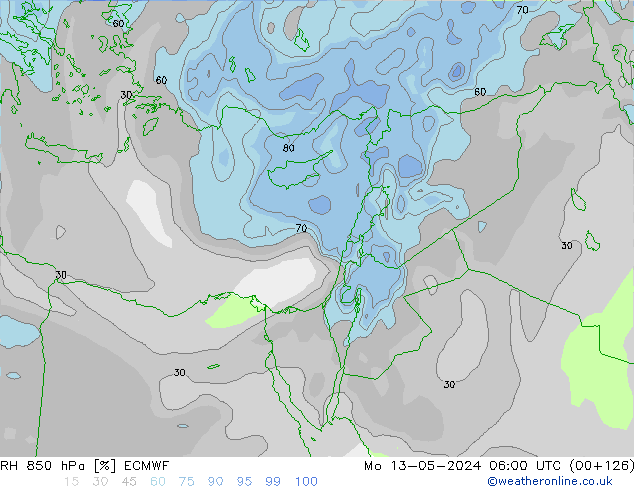 850 hPa Nispi Nem ECMWF Pzt 13.05.2024 06 UTC