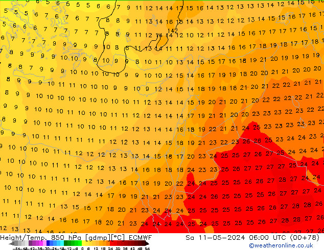 Z500/Yağmur (+YB)/Z850 ECMWF Cts 11.05.2024 06 UTC