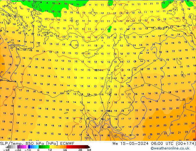 SLP/Temp. 850 hPa ECMWF We 15.05.2024 06 UTC