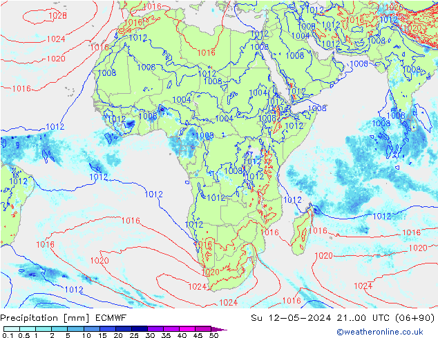 Precipitation ECMWF Su 12.05.2024 00 UTC