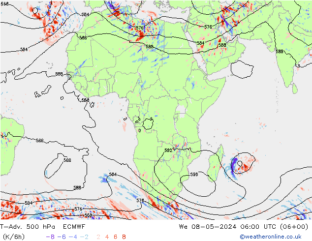 T-Adv. 500 hPa ECMWF mer 08.05.2024 06 UTC