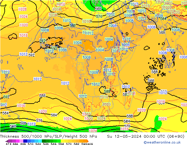 Thck 500-1000hPa ECMWF Su 12.05.2024 00 UTC