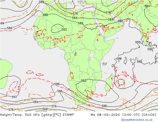 Z500/Rain (+SLP)/Z850 ECMWF St 08.05.2024 12 UTC