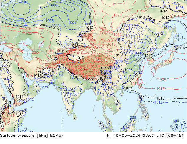 pressão do solo ECMWF Sex 10.05.2024 06 UTC