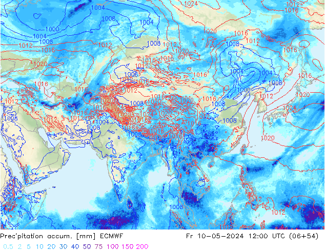 Precipitation accum. ECMWF Fr 10.05.2024 12 UTC